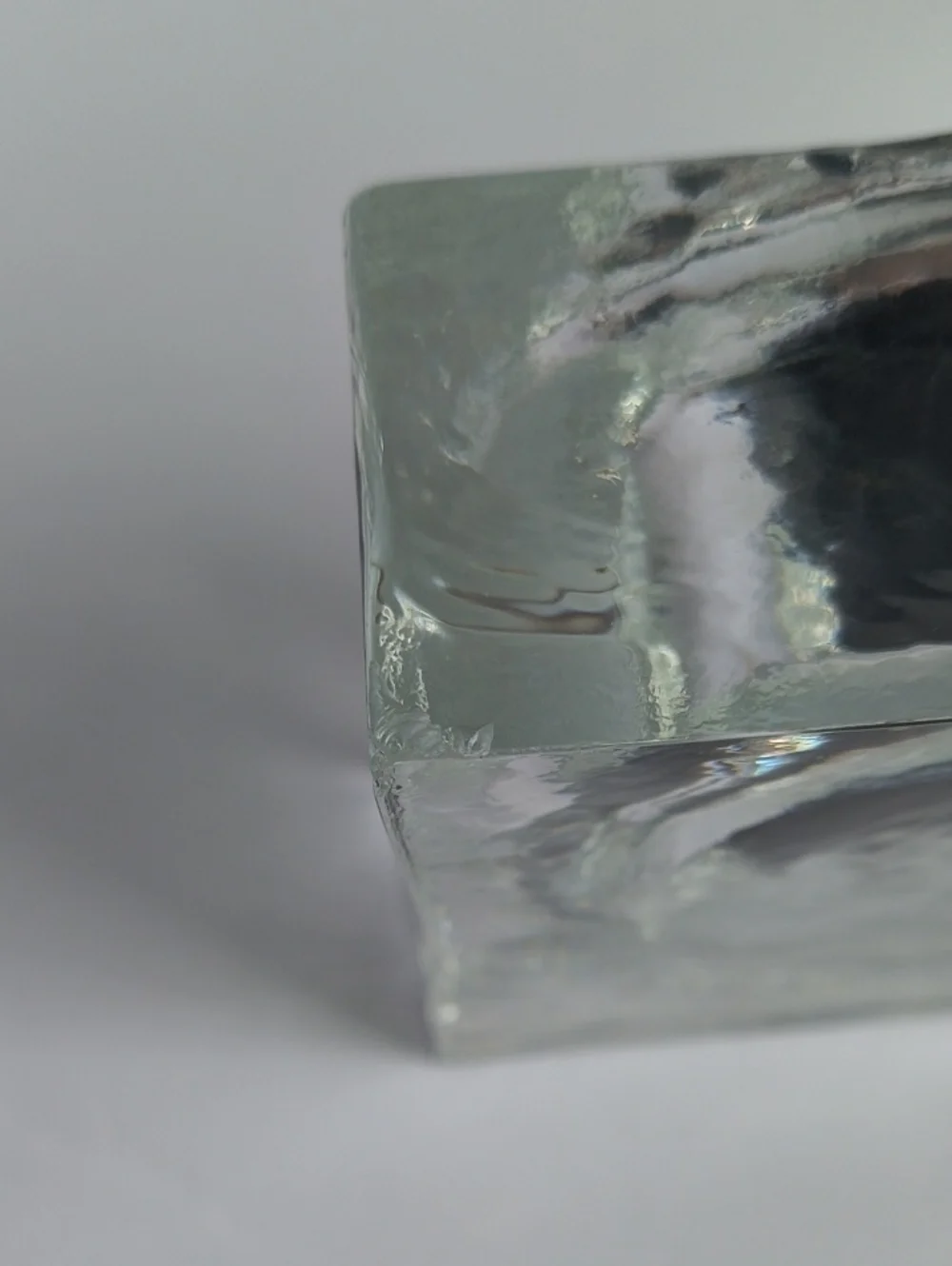 Vtg German Glass Ice Cube Quartz Clock Vintage